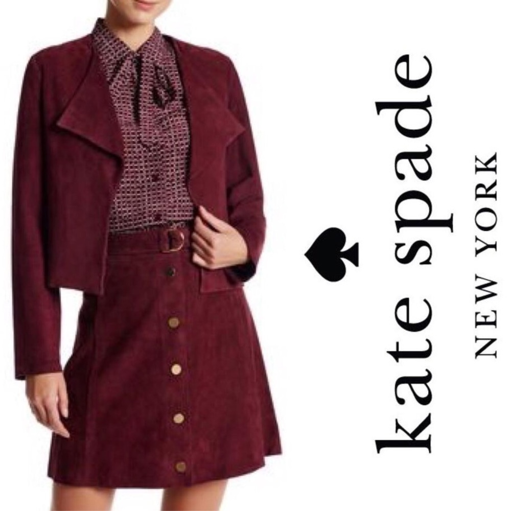 ♠️🆕 kate spade KSNY ♤ Suede A-line Skirt ♤ Wine - Picture 3 of 8